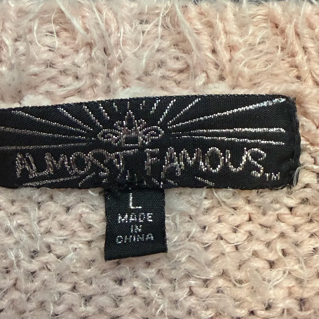 Almost Famous Sweater Large Pink Long Sleeve Pullover - Image 2
