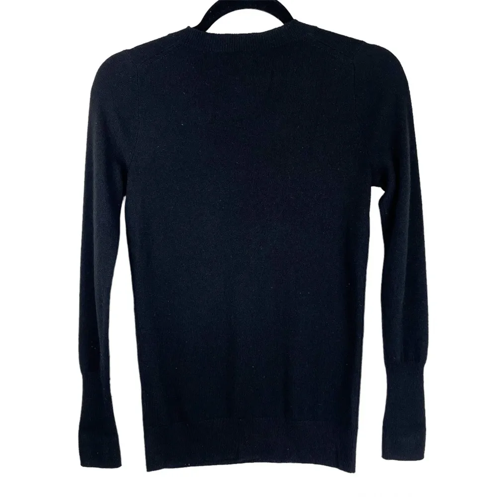 J. Crew Collection Italian Cashmere Vneck Sweater Sz XXS-XS Black - Image 3