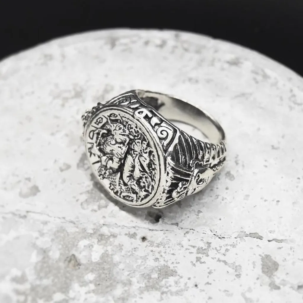 Silver Egyptian Signet Ring - Image 2