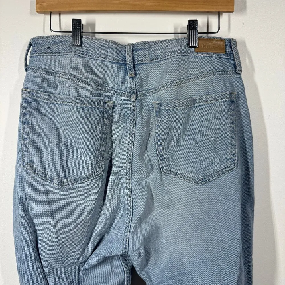 Hollister Jeans Women Size 11R Blue Curvy Ultra High Rise Mom Jean Raw Hem Light - Image 4