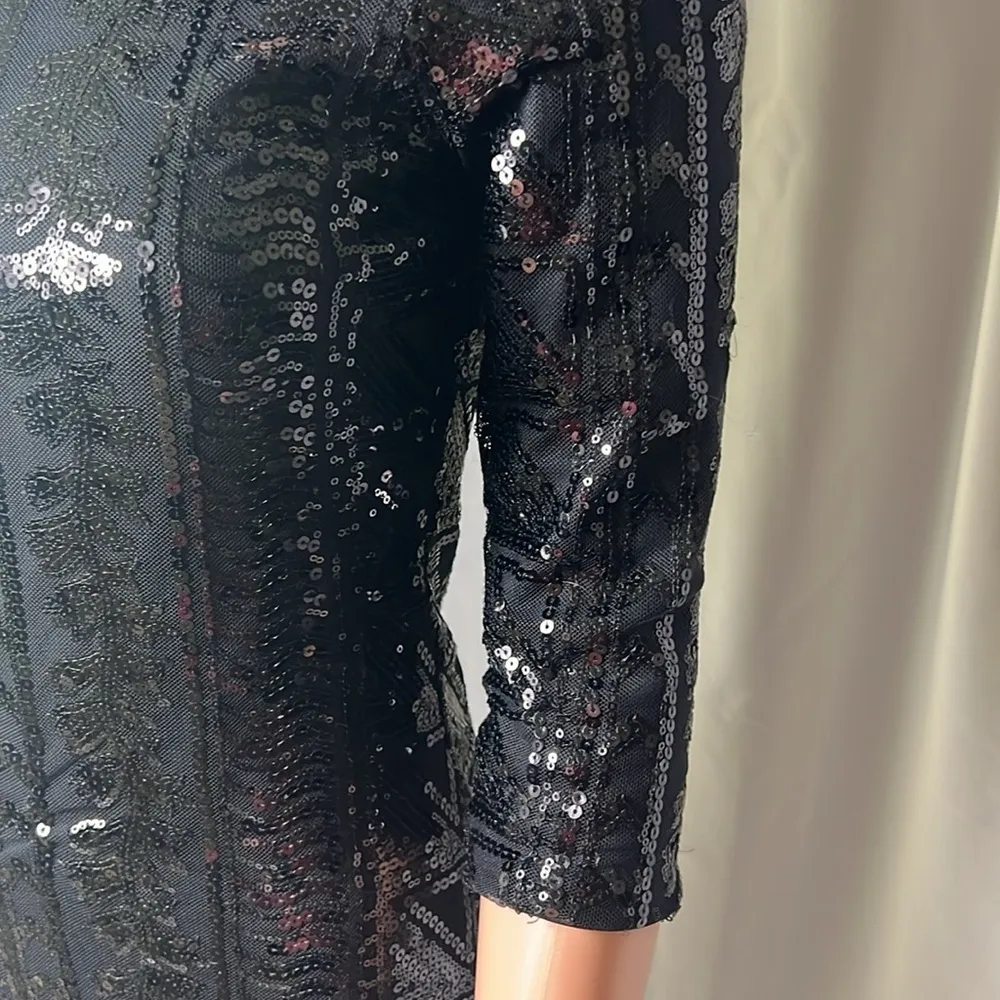 As U Wish Dress Sequin Formal Cocktail Dress Mini Size S Long Sleeve - Image 4