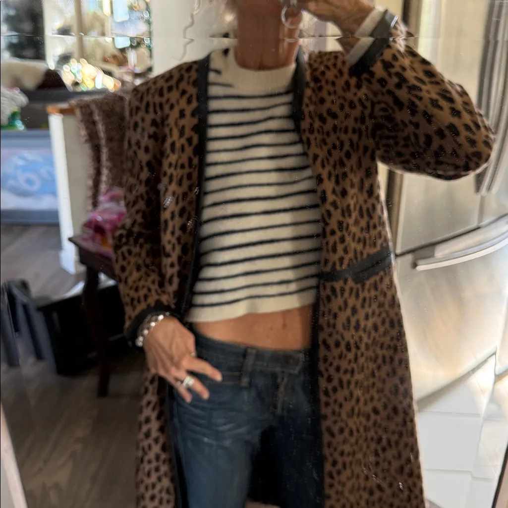 Kasper  Leopard Print Trench Coat leather trim size 6 - Image 4