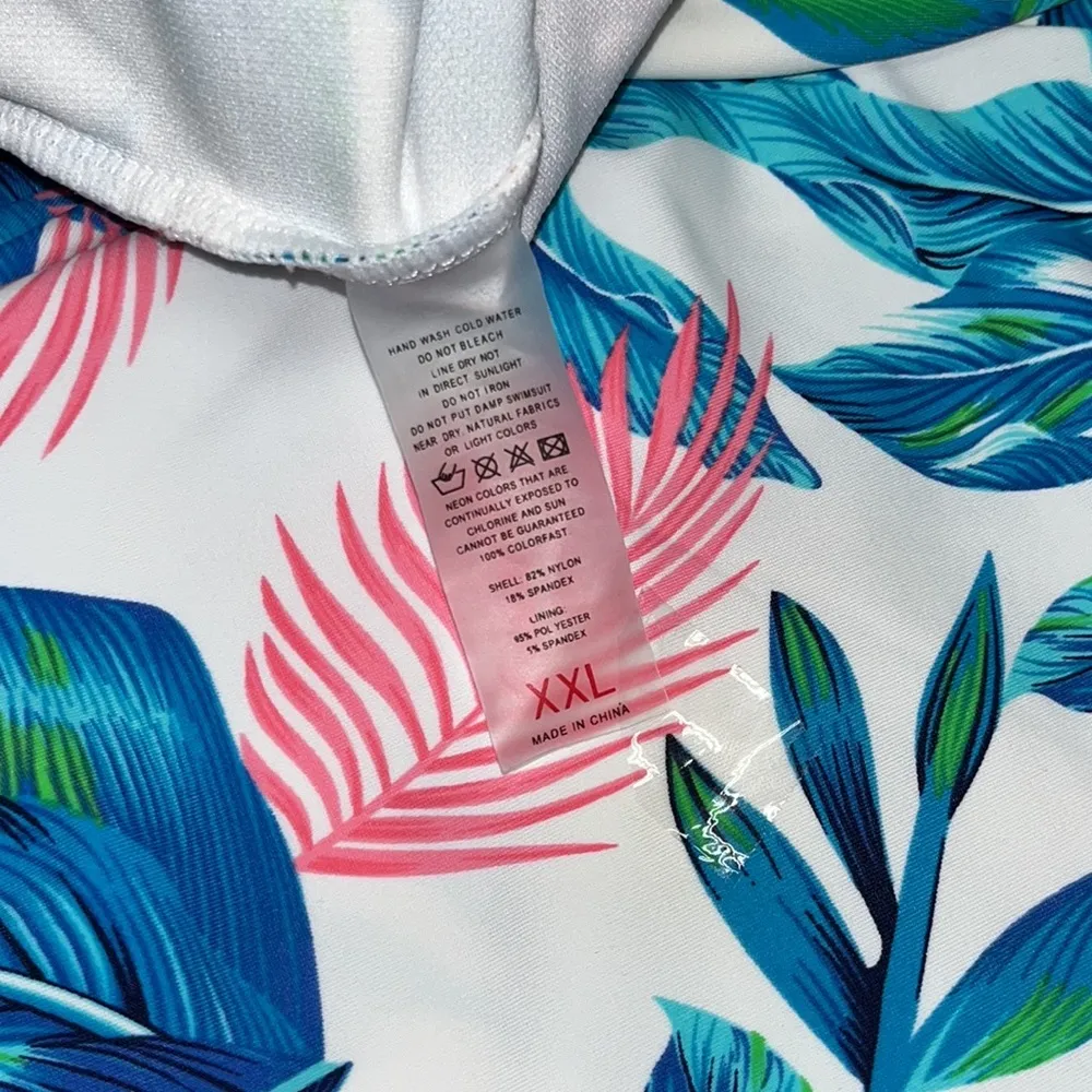 Unbranded Size XXL Tropical Floral Print 1/2 Zip One Piece Bathing Suit Swimsuit - Image 4
