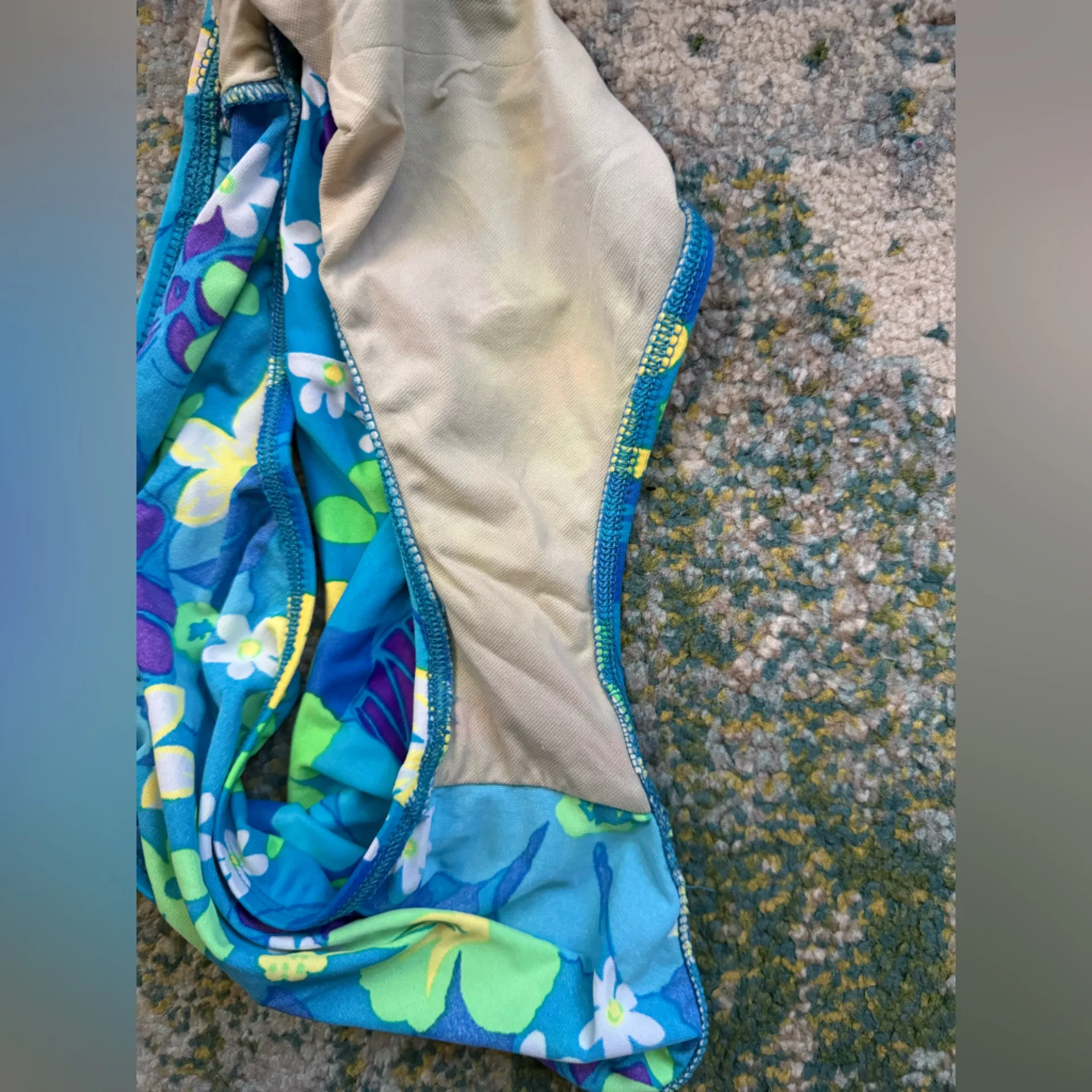 Vintage Le Cove blue flower power high waist underwire bikini, size 14 - Image 14