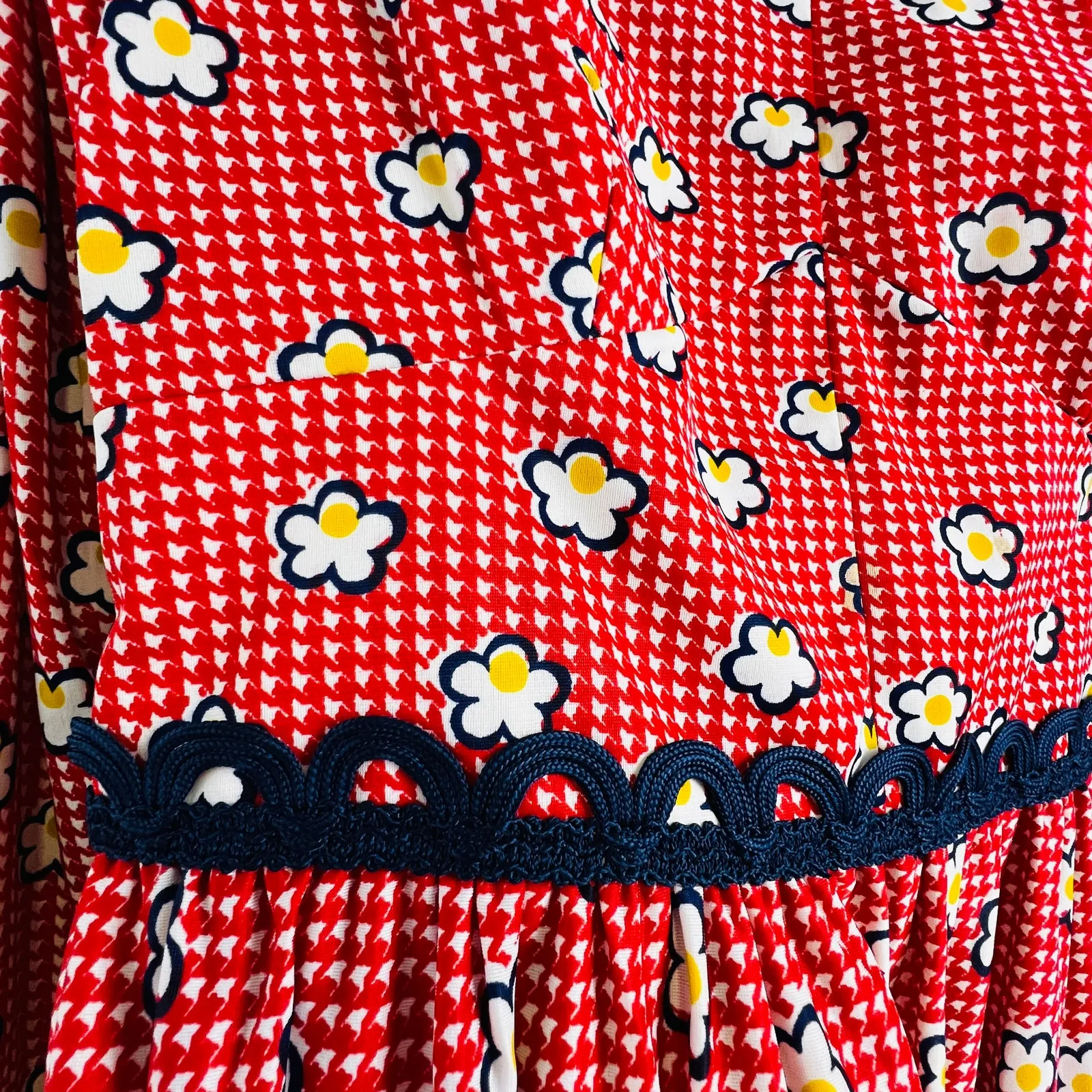 Vintage 1960s 70s Cottage Core Prairie Maxi Dress Women XS/S Red Floral Handmade - Image 8