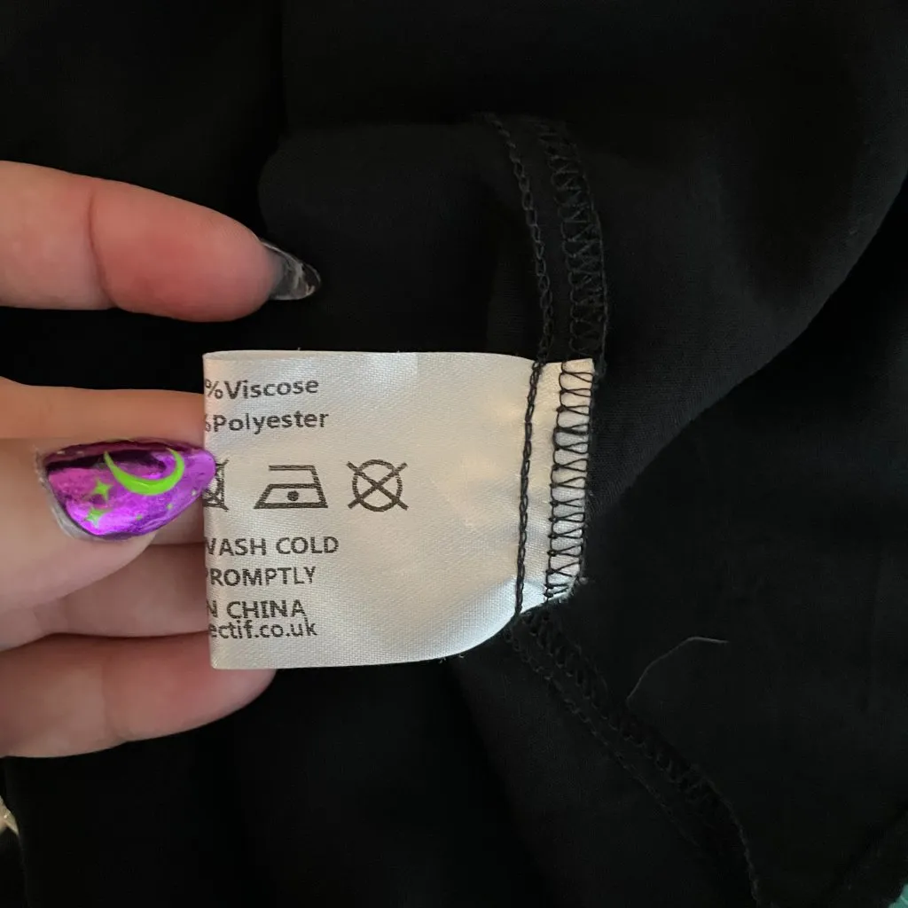 Collectif Women S Black Pom Pom Blouse Off the Shoulder Pinup Retro VLV - Image 8