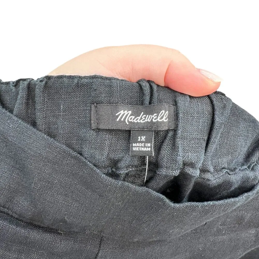 Madewell Plus Clean Pull-On Shorts in 100% Linen Black Plus‎ Size 1X - Image 7