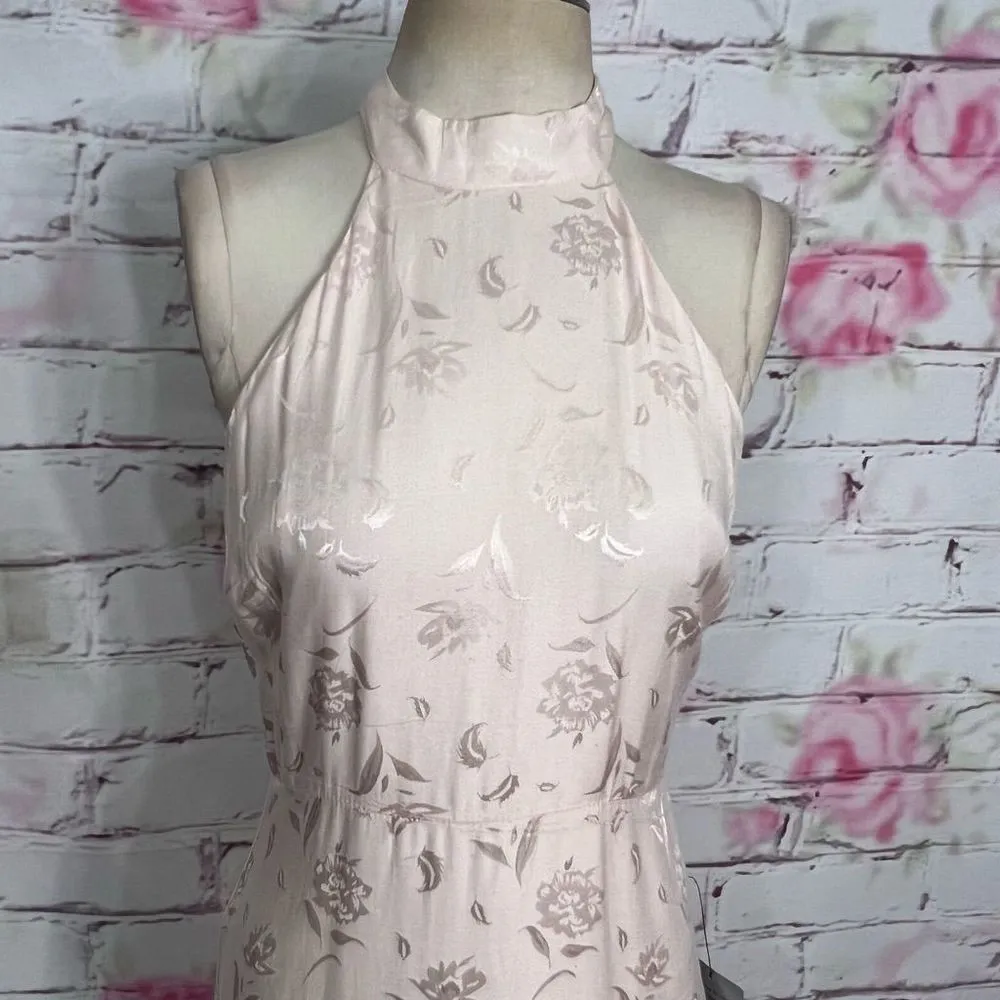 Lulu’s nwt Red Carpet Ready Light Rose Floral Satin Jacquard Maxi Dress - Image 5