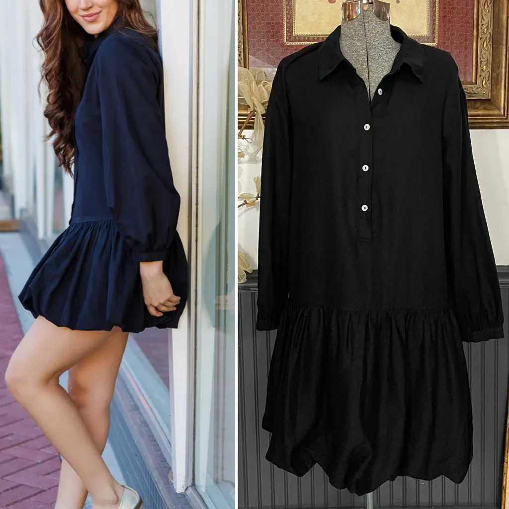 Cynthia Rowley Linen-Blend Button Up Drop Waist Bubble Hem Shirt Dress- M 💚🎀 - Image 2