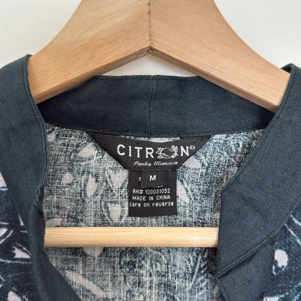 Citron Santa Monica linen and silk button down blouse Gray Size M - Image 4