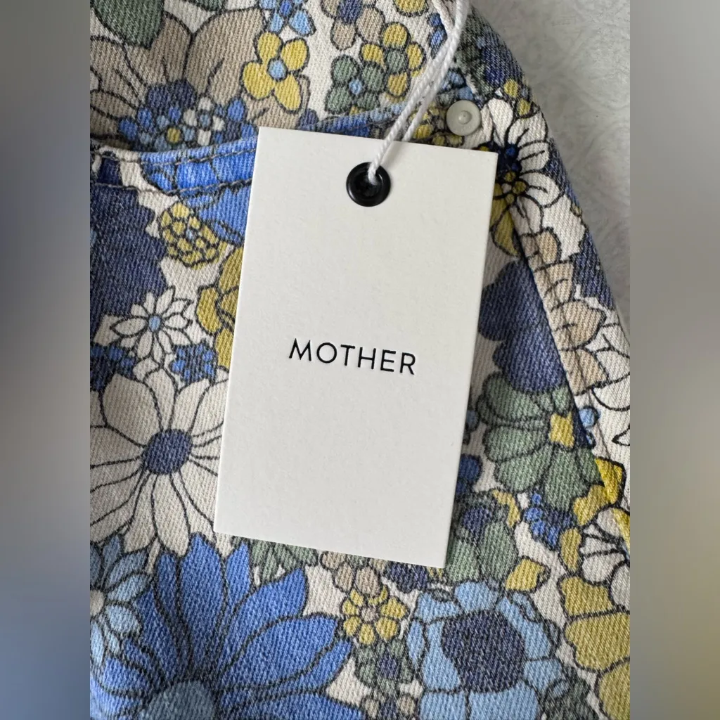 MOTHER Superior‎ Floral Wide Leg Jeans Women's Size 26 Blue Yellow Boho - Image 16