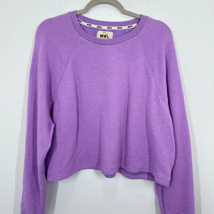 Madewell MWL Size XL Cropped Sweatshirt Lavender Purple‎ Raglan Sleeve Crew Neck - Image 3