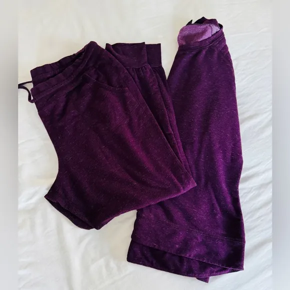 32 Degrees Heat Lounge Set Purple Fleece Joggers XL & Long Sleeve Top L Cozy - Image 1
