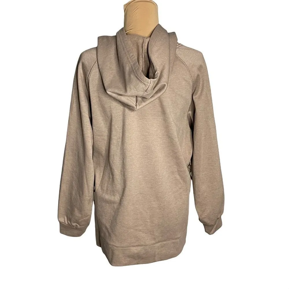 amaryllis by Ashlee Nichols Tan Ruffle Snap Hoodie Sweatshirt Size Large - Image 2