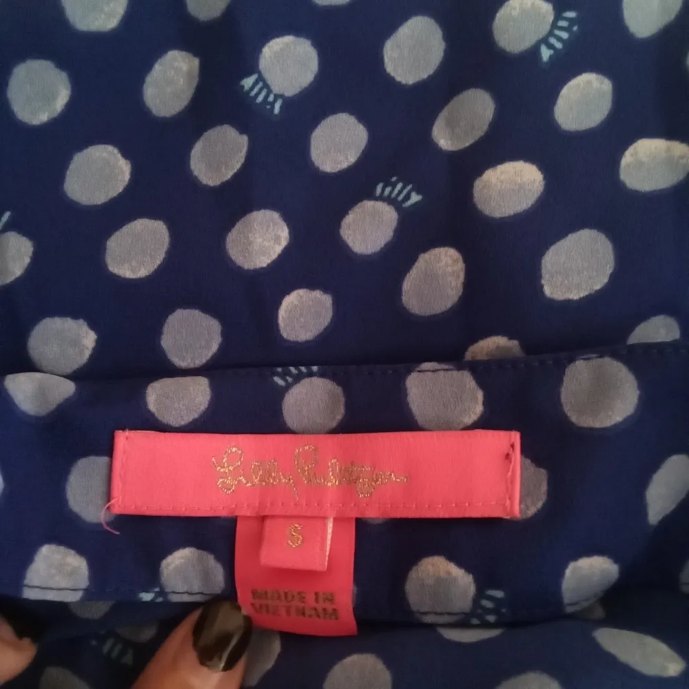 Langston pocket dot royal purple women's blouse SZ small - Image 6