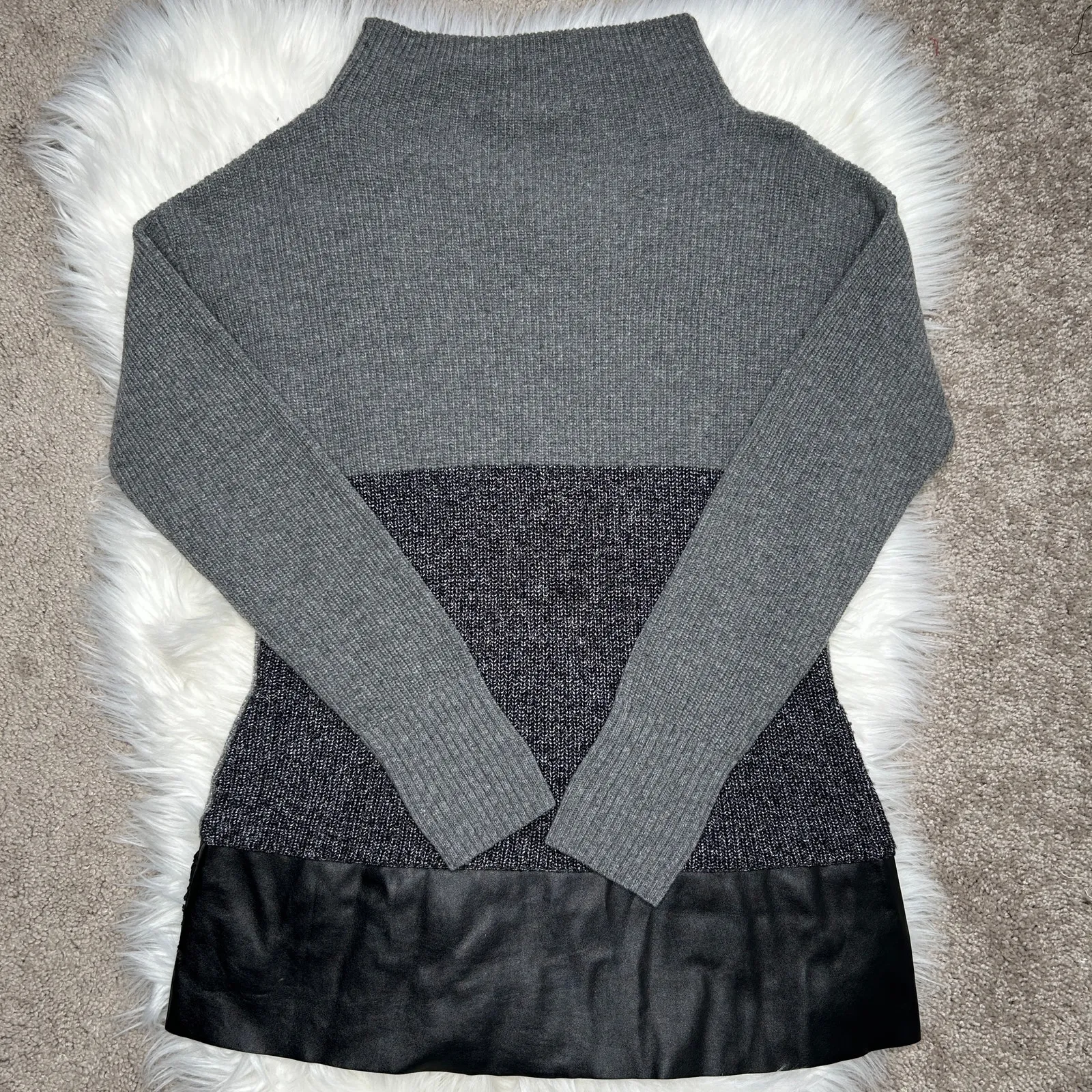 LAFAYETTE 148 Knit Sweater Womens Size Small Wool Cashmere Angora Blend Winter Gray - Image 5