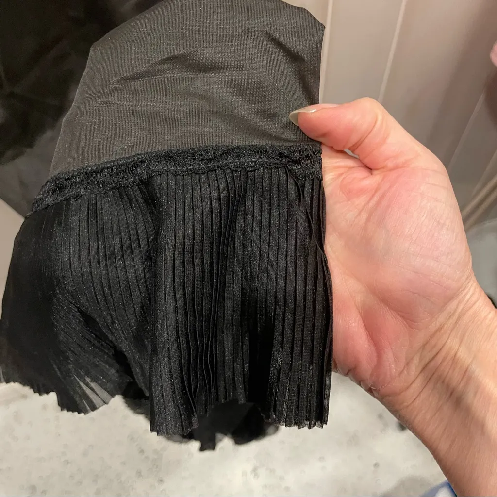 Vintage 60’s black siren whimsigoth slip dress lace pleated hem - Image 8