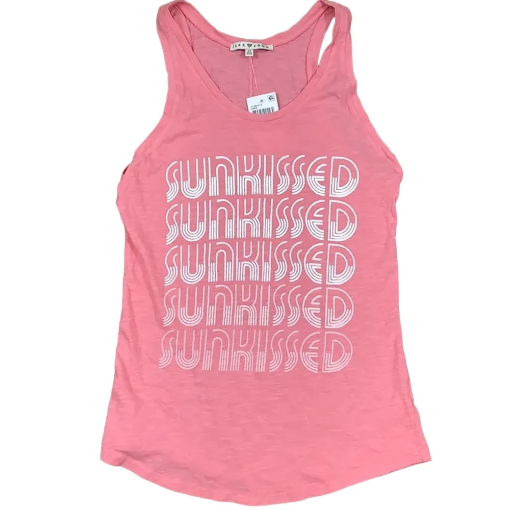 Junk Food Pink SUN KISSED Tank Pink/White Top - Image 2