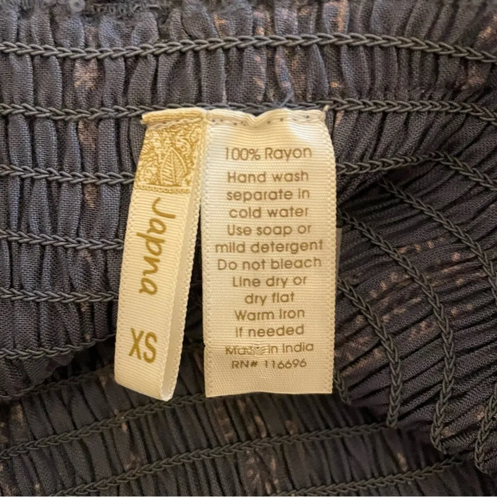 Japna Bohemian Smocked Floral Wide Leg Jumpsuit, Blue/Gray/White, Size XS, EUC - Image 4