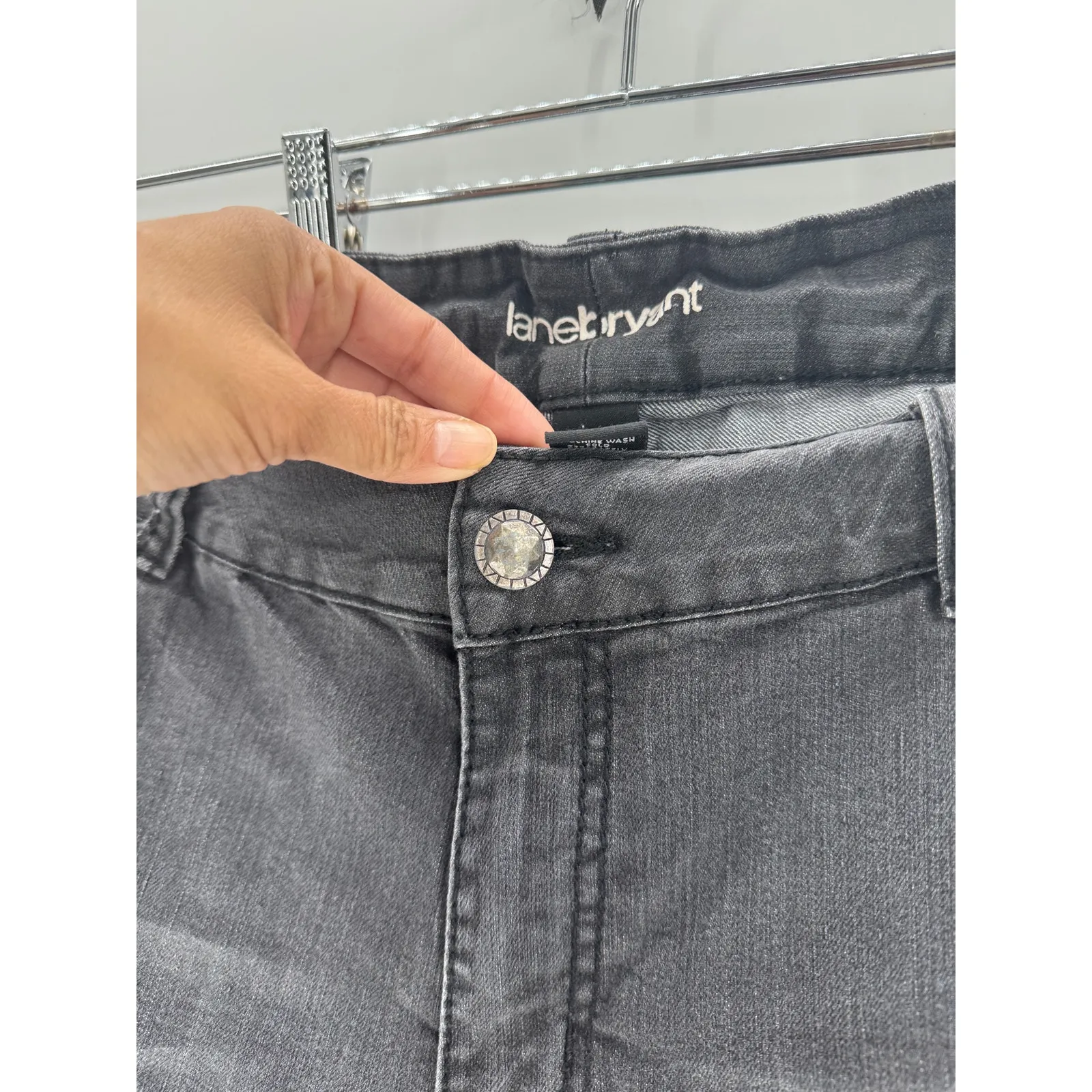 Lane Bryant Signature Fit skinny jeans studded trim size 20 rocker grunge grey - Image 6