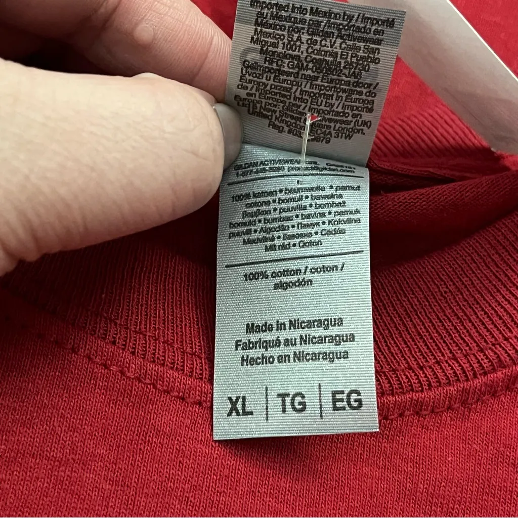 Gildan Graphic Long Sleeve T-Shirt Coffee Christmas Cheer Red XL - Image 4