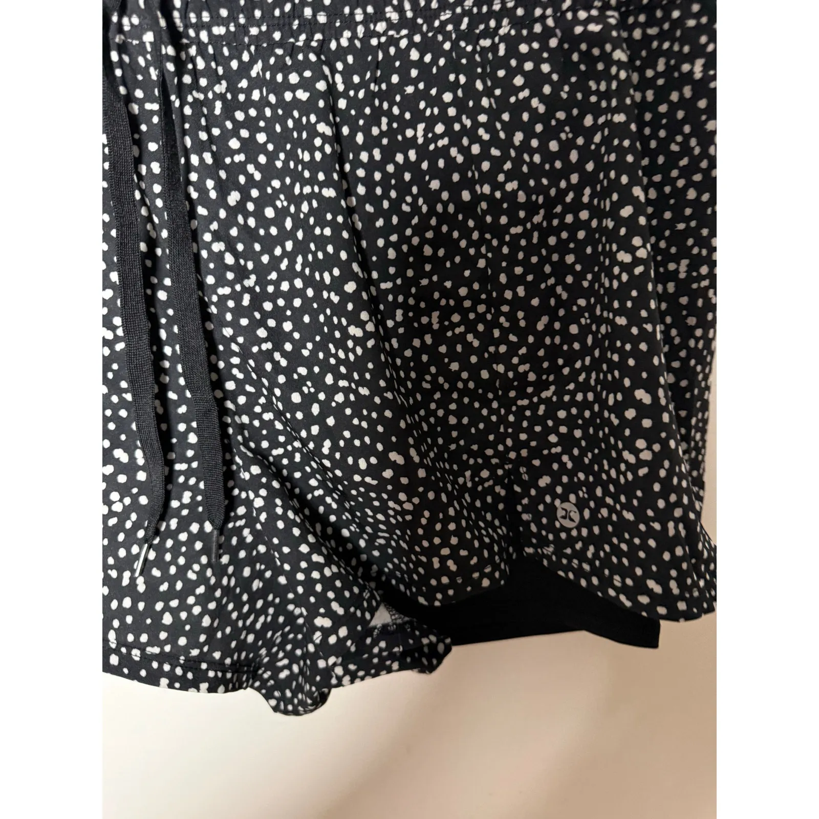 RBX Black White Polka Dot Lined Athletic Sporty Running Shorts Women's Size XL - Image 3