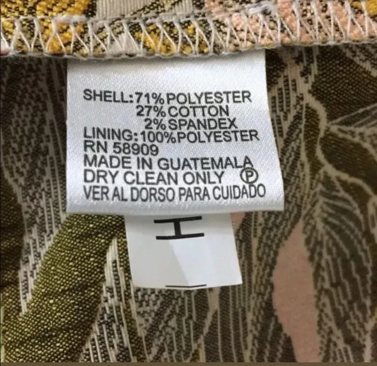 NEW  Yellow Leaf Print Beckham Rib Cut - Image 6