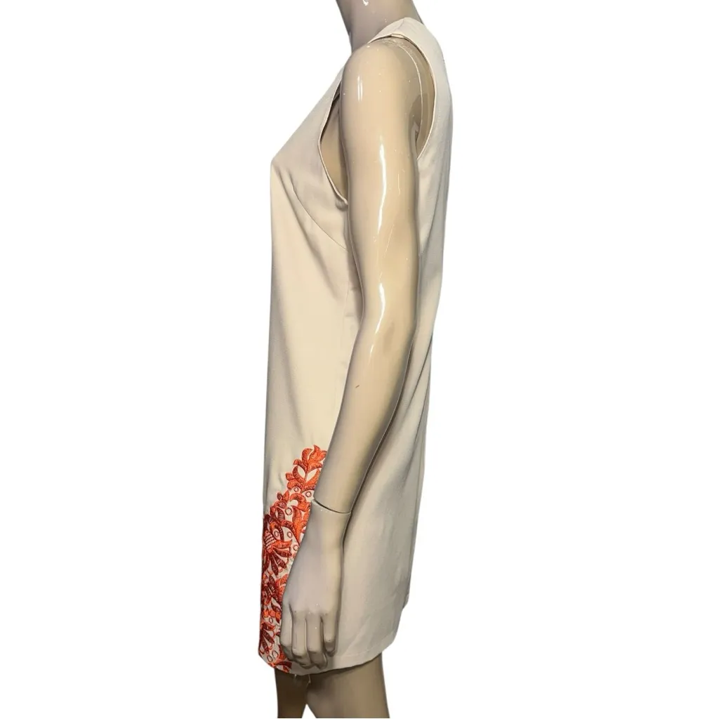 Lucy Paris Women’s Size L Cream Tan Orange Lace Hem Tank Sleeveless Sheath Dress - Image 3