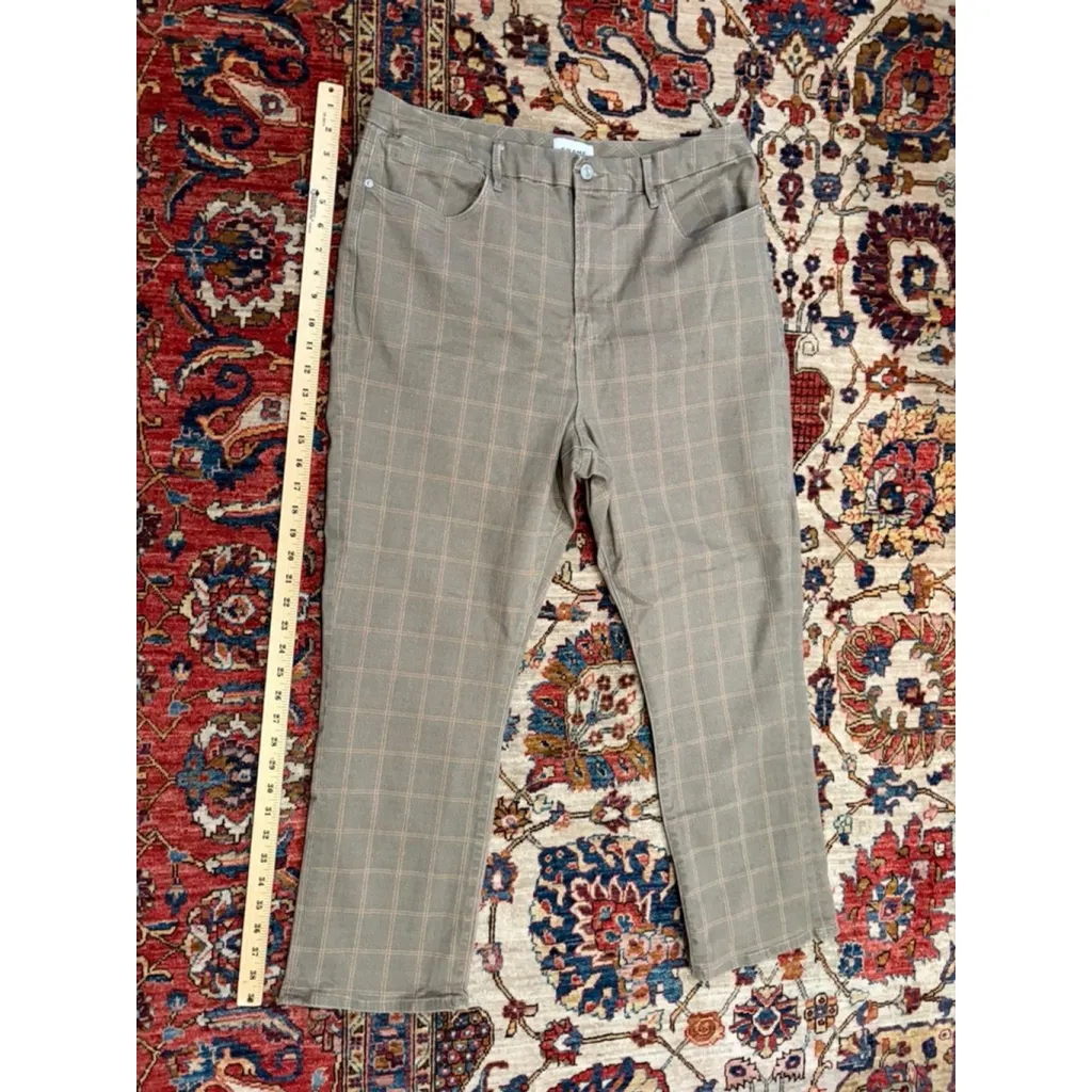 FRAME Plaid Stretch Skinny Pants Women’s Size 33 Tan Beige Check Trousers - Image 2