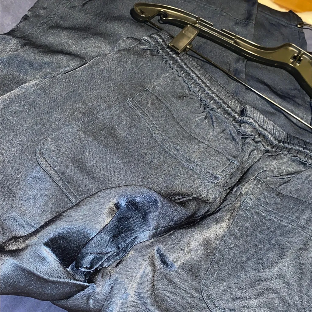 Club Monaco Navy Silky Pant with Side Tie - Image 9