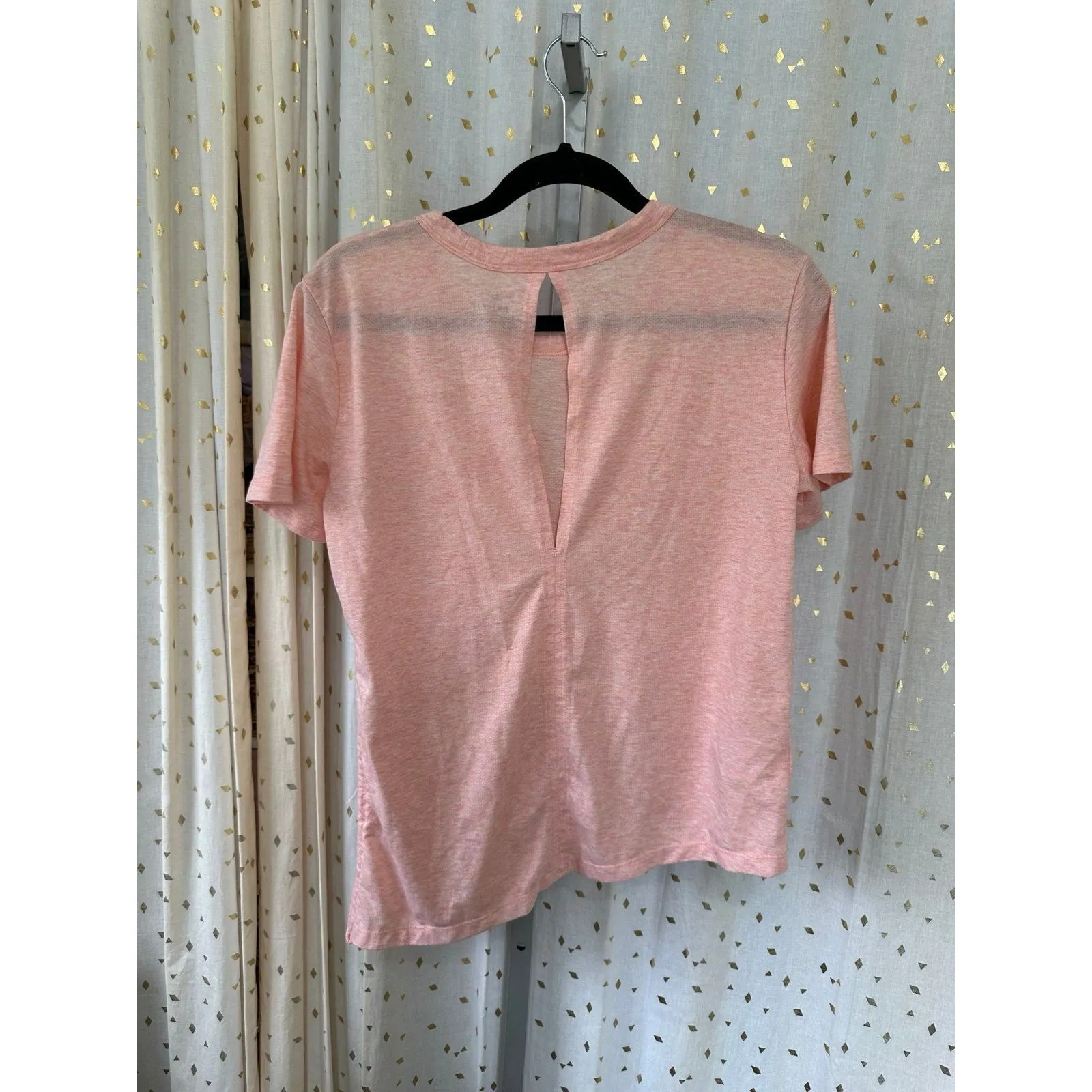 Nike Dri Fit  Peek-A-Boo Back Asymmetrical Side Drawstring Hem Perforated Top M - Image 5