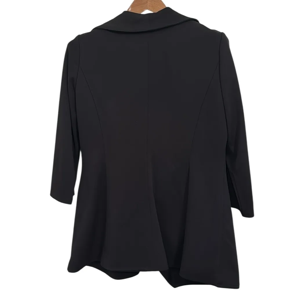 Calvin Klein Blazer/Jacket Black Open Front 
Cascade Ruffle Front 3/4 Sleeve 6 - Image 3