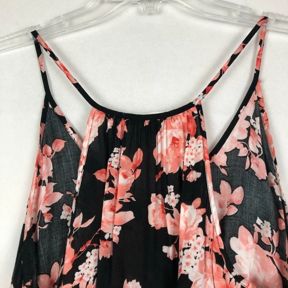 Ambiance Apparel Baby Doll Top Womens Small Floral Cottagecore Boho Flowy Beachy Black - Image 7