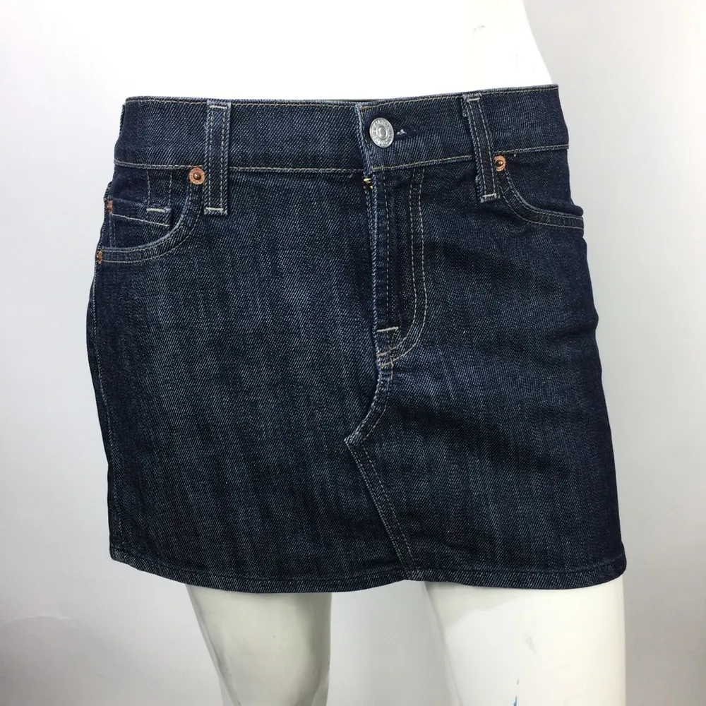 7 for all Mankind Roxanne Mini Skirt Dark Wash 28 - Image 13