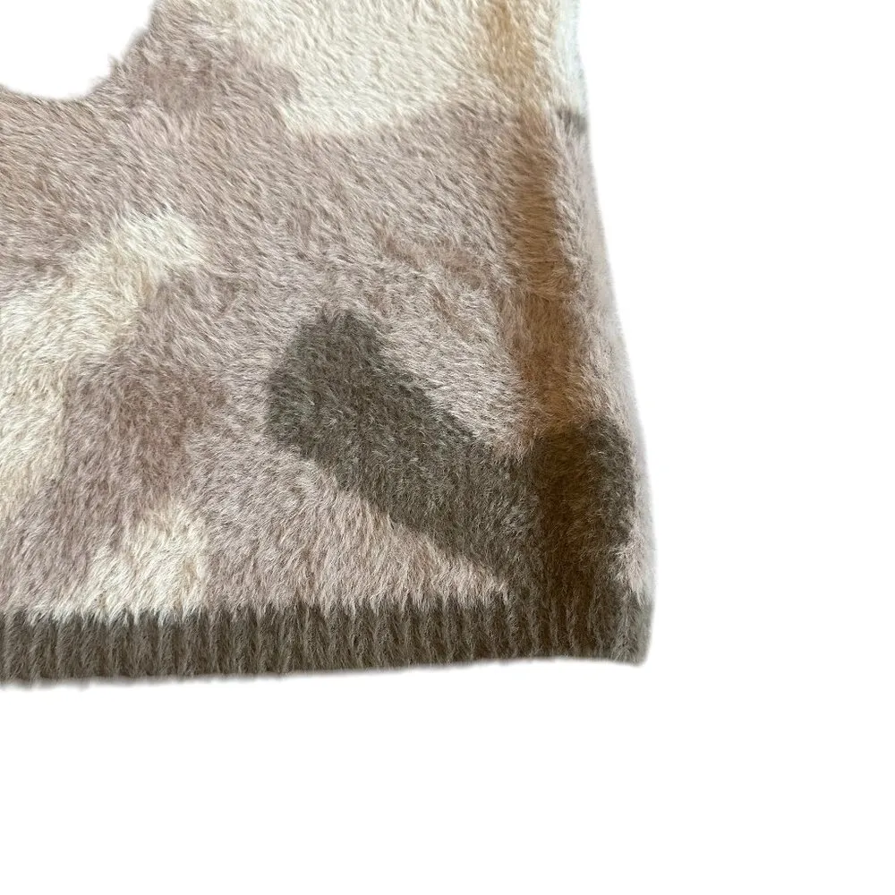 Ser.O.Ya. Tetra Fuzzy Skirt Soft Cozy Sweater Camo Print Mini Stretch Size Small Brown - Image 7