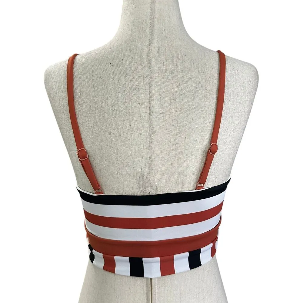 Senita Athletics Multicolor Striped Bikini Top Swimsuit Women Size Small | 54-3 - Image 2