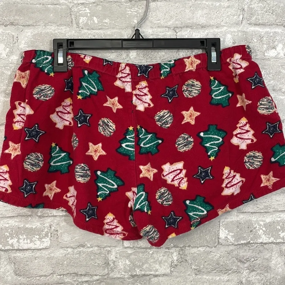 INSOMNIAX Red Christmas Lounge Pajama Shorts Cotton Fleece Size L - Image 3