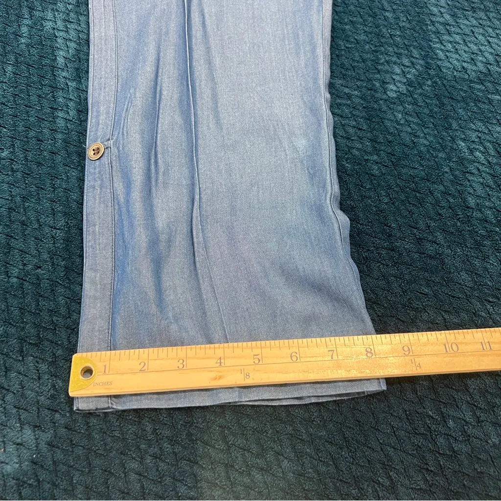 Picadilly Blue Chambray Roll Tab Straight Leg Drawstring Waist Pull On Pants 10 - Image 15