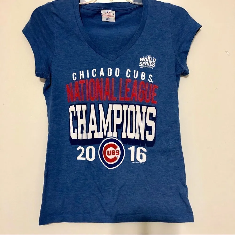 Chicago Cubs 2016 World Series Vneck Tshirt - Image 3