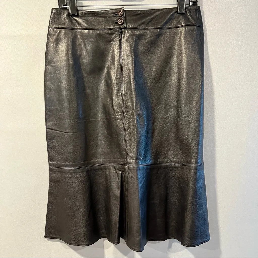 Etcetera Black Leather Midi Skirt - Image 2