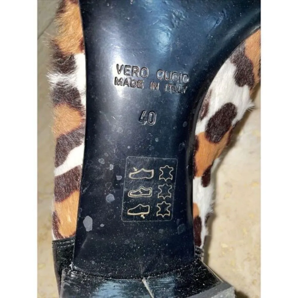Roberto Cavalli Animal Print Raw Fur Hide Leather Flat W Buckle 40 Made In Italy Size 10 - Image 5