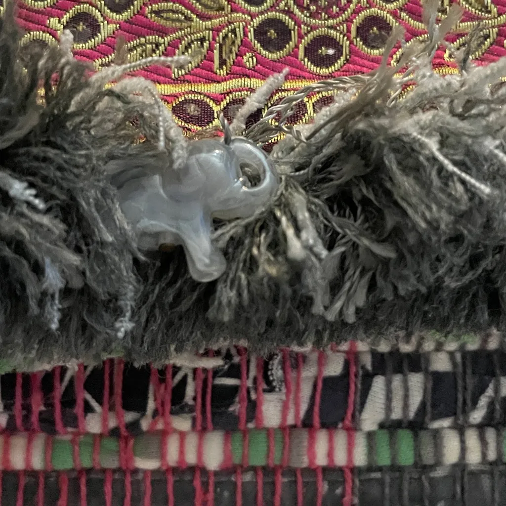 Rag Rug Bohemian Boho Fringe Handbag Purse Gold Chain Handle Multicolor - Image 2