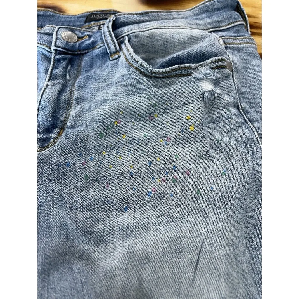 Judy Blue‎ Women’s 7 Colorful Paint Splash Destroyed Boyfriend Jeans Size 9/29 - Image 16