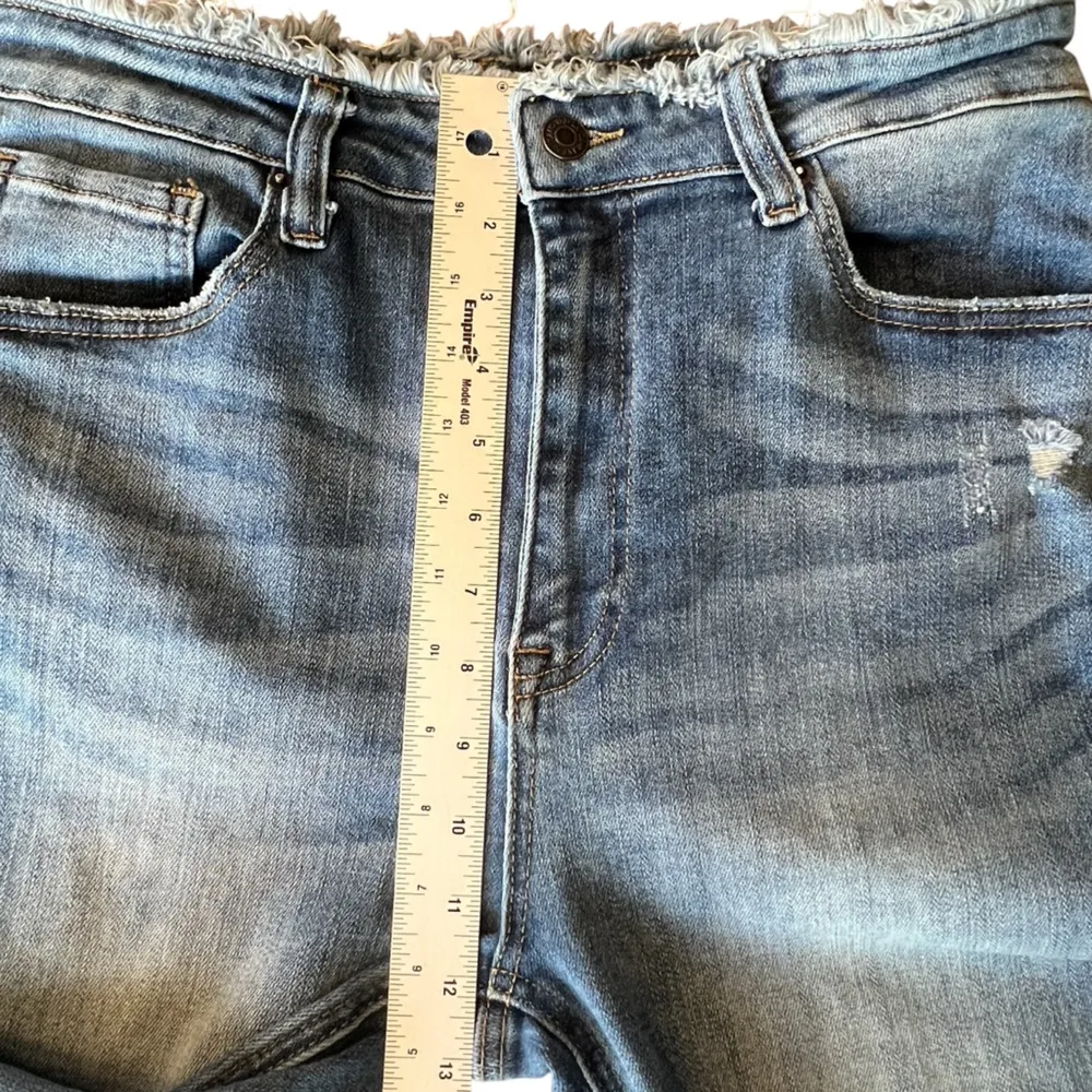 Risen 1262 frayed raw edge waist hemline slight distress skinny jeans 13/31 - Image 12