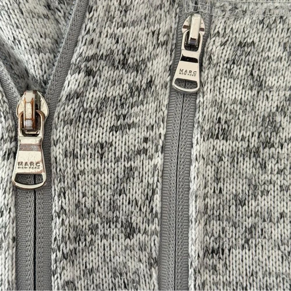 Andrew Marc New York Light Heather Grey Marled Zip-Up Performance Sweater Small - Image 6