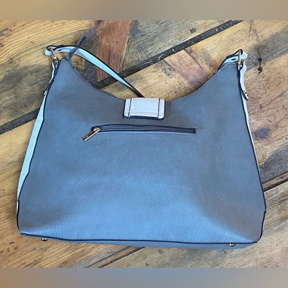 Mia‎ K. Collection Shoulder Bag Gray White Faux Leather Tote Purse - Image 3