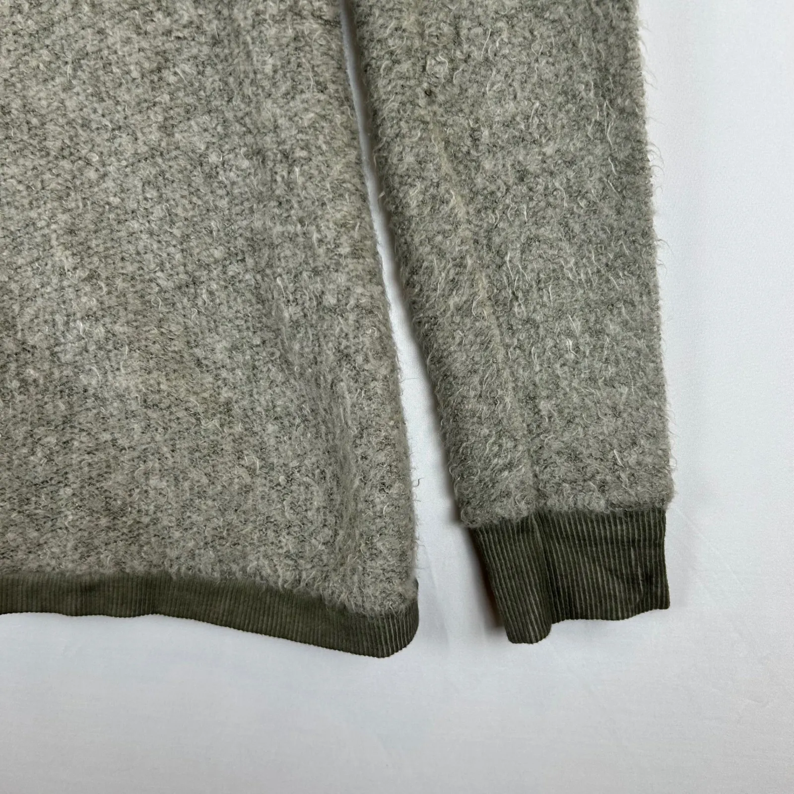Tempo Paris Women's Knit Sweater Italian Wool‎ Blend Lace Back Olive Green - Image 7