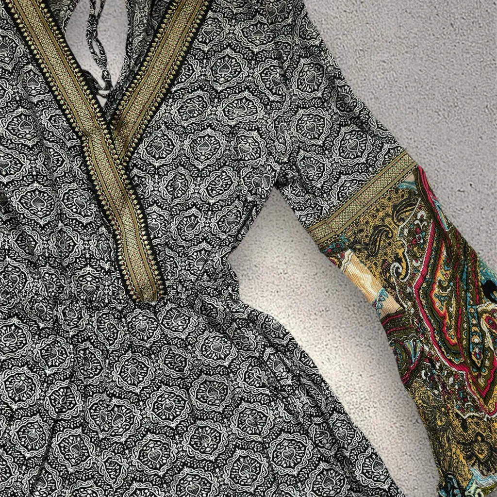 Bohemian Patterned Romper with Flared Sleeves - Image 6