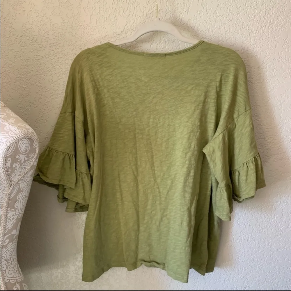 Entro Olive Green Ruffle Sleeve Blouse Top - Image 6