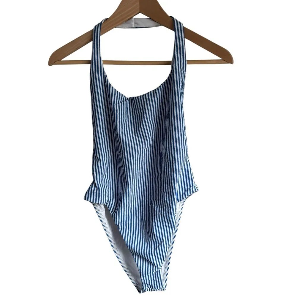 Vitamin A‎ Alia One Piece Swimsuit Large Blue and White Stripes - Image 5